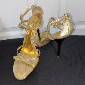 Sz 7 Guess by Marciano Golden Snake Skin Heels